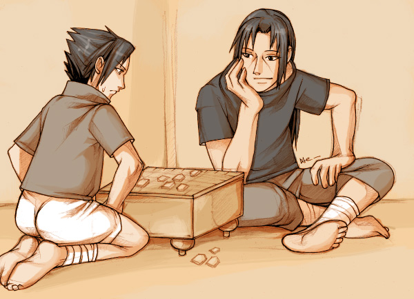 Sasuke-kun and Itachi-san playing shogi
